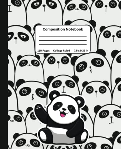  Cute and Happy Panda Pattern Composition Notebook College Ruled: Lined Journal For School And College Students