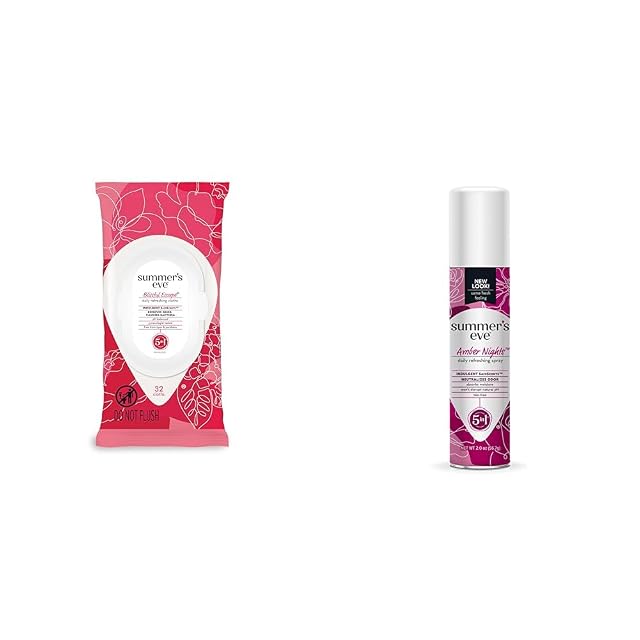 Summers Eve Blissful Escape Wipes 32 Count and Amber Nights Spray Feminine Care Bundle