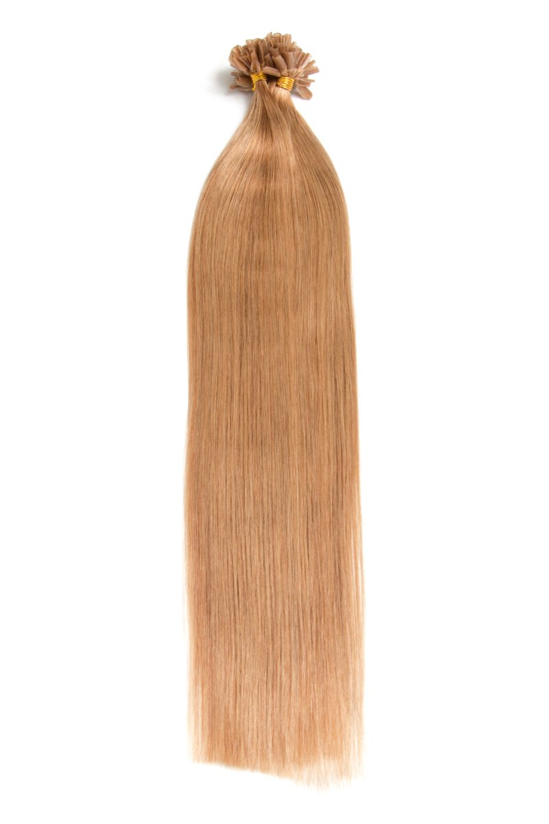 Dunkelblonde Bonding Extensions aus 100% Remy Echthaar 150 0,5g 50cm Glatte Strähnen - Lange Haare mit Keratin Bondings U-Tip als Haarverlängerung und Haarverdichtung in der Farbe #18 Dunkelblond