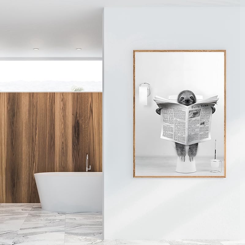 QPLGTU Bathroom Animal Pictures, Cow Poster Decoration Canvas, Frameless (Style 6, 20x30cm*1), 20L x 30W cm - Image 2