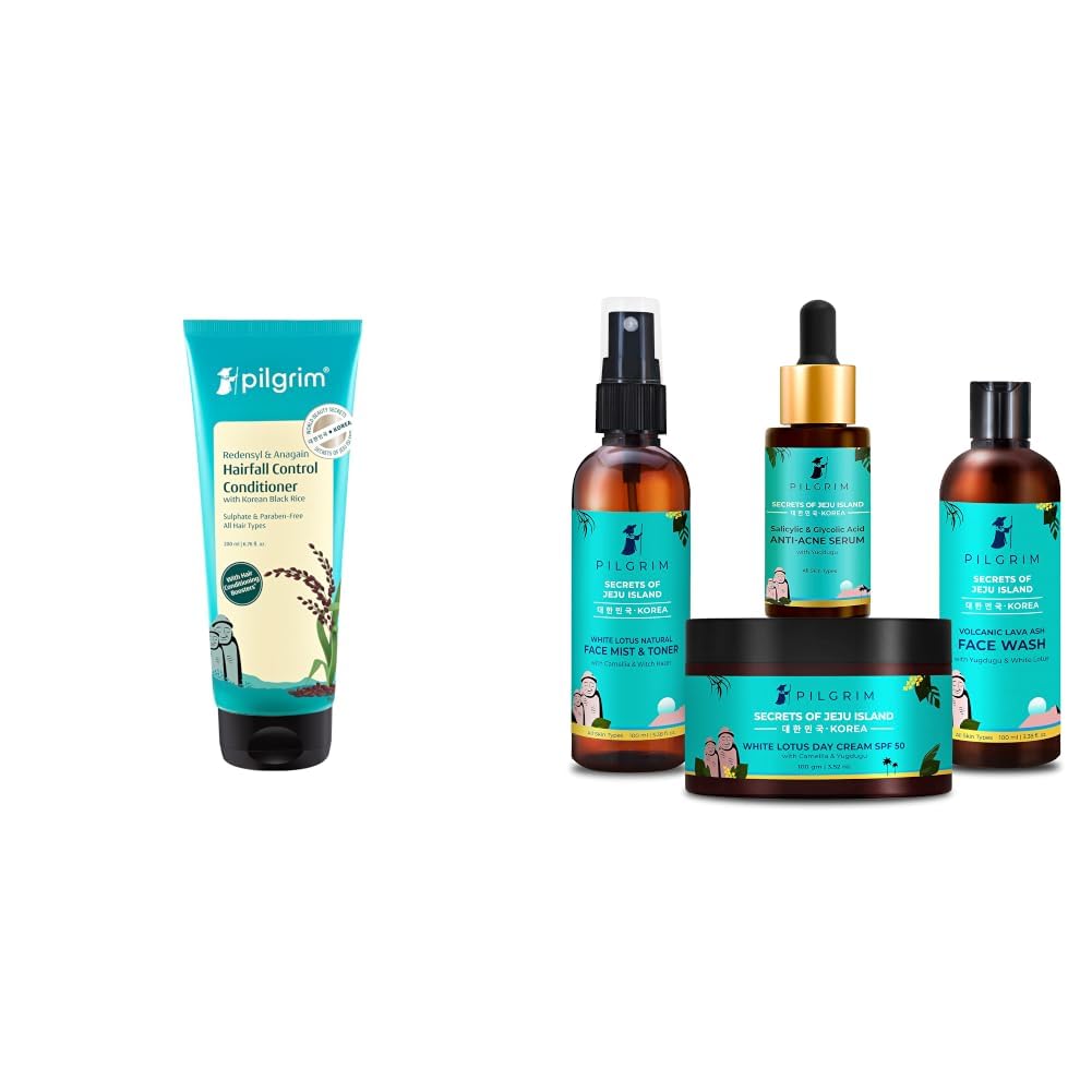 Pilgrim Anti Hairfall Conditioner with Redensyl & Anagain 200ml & Acne Care Essentials Combo Kit-image-38