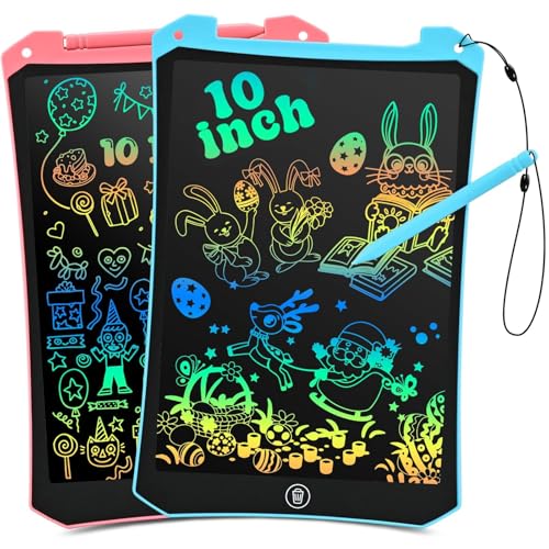 Image of Kids Toys 10 Inch LCD Writing Tablet for Kids, Drawing Pads 2 Pack | Kids Travel Essentials, No Mess Coloring, Sensory Educational Learning Toys, Age 3-5 Boys Girls Gifts