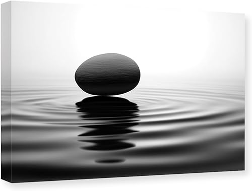 Miniatura 7 de CXHOSTENT Cuadro zen para decoración de pared, lienzo de piedra zen en blanco y negro, arte de pared, meditación, espíritu, spa, habitación, baño,
