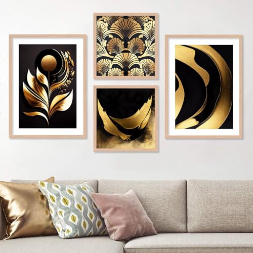 Image of kotart Minimal Colorful Abstract Modern Art Wall Painting with Frame for Living Room Bedroom Hall Office - Framed Painting for Wall Decoration - Wall Decor for Home - Pack of 4 (Art 2, Big (13x17 or 13x13 inch))