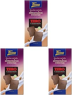 Zero No Added Sugars Milk Chocolate Bar with Whole Almonds 125g | Suitable for Diabetics | Vegetarian Snack | Gluten Free Chocolate | Natural Ingredients (Pack of 3)