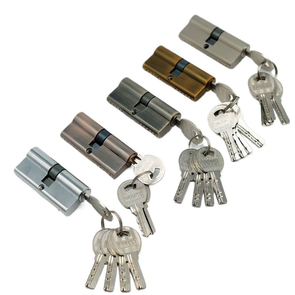 Nheisscf Yellow Euro Cylinder Lock 1 Pcs 70Mm Double Keys Door Lock Zinc Barrel Bronze(Yellow)