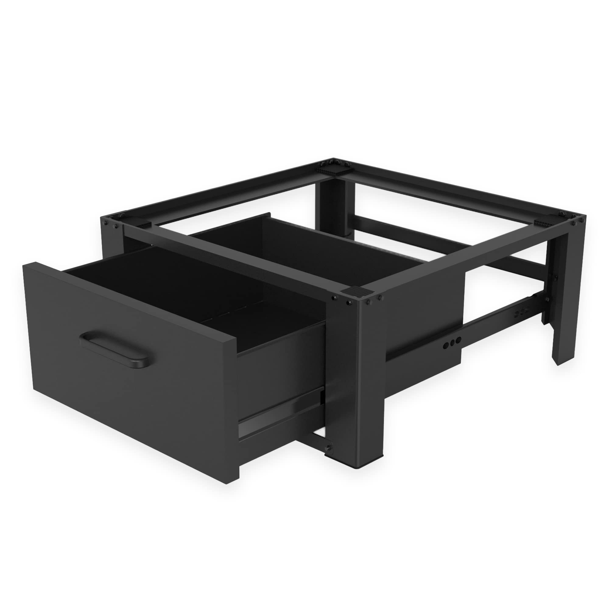 Vonia Washing Machine Base Frame with Drawer Cabinet for Washing Machine and Tumble Dryer Black