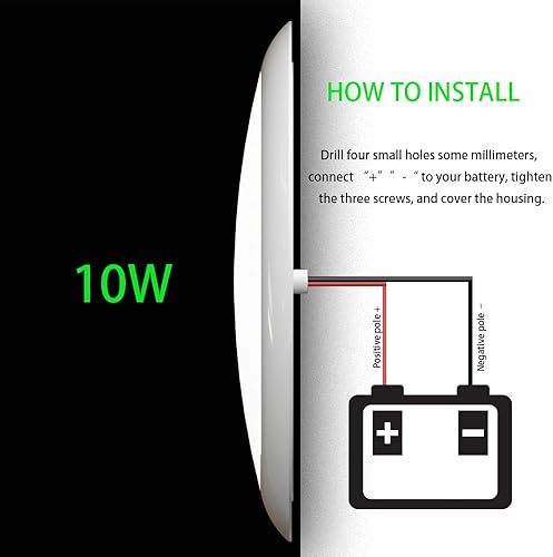 Miniatura 4 de Luces LED de 12 voltios de 7 pulgadas CC 1224 V 10 W Downlight 5500-6500K blanco brillante cúpula redonda cámper RV luces interiores de techo LED