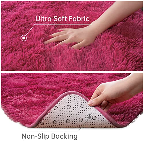 Toneed Fluffy Area Rug For Bedroom Living Room, 4 X 6 Feet Rose Pink Shaggy Rug Super Soft Modern Indoor Rug Fuzzy Plush Carpet For Dorm Nursery Kids Room Home Decorative #TOP4