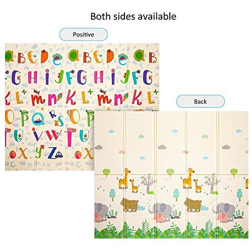 Foam Crawling Mat Baby Folding Play Mat Kids Reversible Extra Large Non Toxic Waterproof Infants Rug Toddler for Picnic Outdoor Playroom