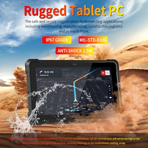 Image of Rugged Tablet Win 11 Pro, 10.1 inch Celeron N100 Industrial Outdoor Work PC, IP67 Waterproof 8GB RAM 128GB eMMC Tablet PC, 8000 mAh Battery with 4G LTE /GPS /WiFi5.0 /BT5.0 /FHD for Field Workers