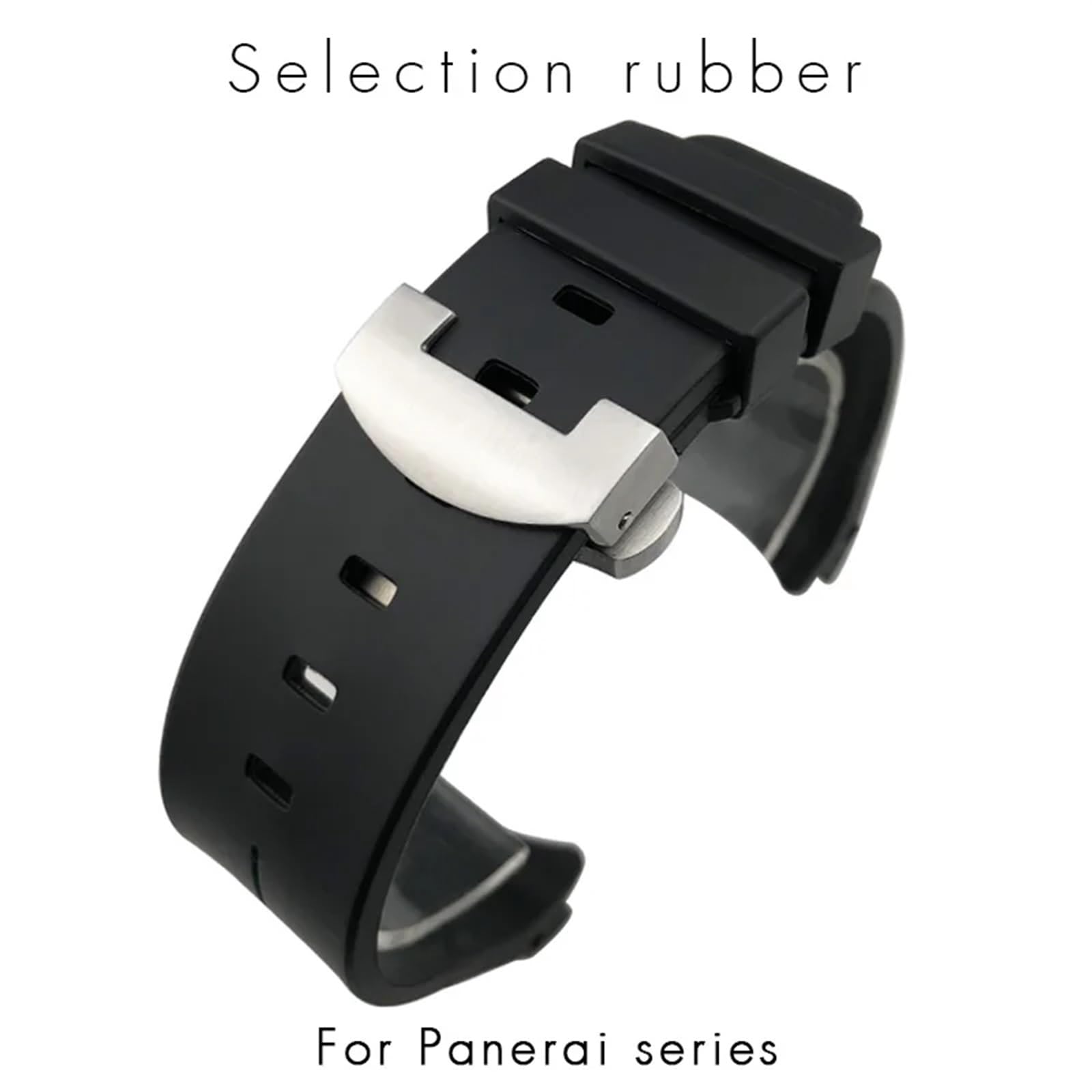 24mm Nero Verde Natura Morbido Silicone Gomma Cinturino Fit per Panerai PAM00111/441 Cinturino Farfalla Fibbia Impermeabile Bracciale
