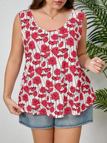 Image of Plus Size Tank Tops for Women Summer Sleeveless Tops Loose Fit Tunic Tanks
