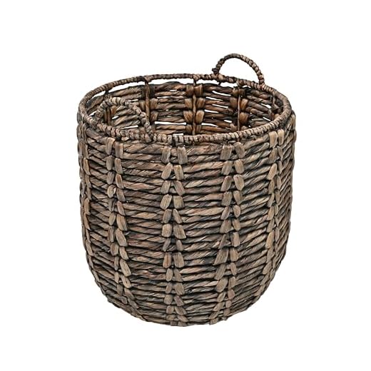 happimess BSK1003B Laurel 19.49" Bohemian Handwoven Abaca Hamper Basket with Handles, Brown for Storage and Decoration in Bathroom, Bedroom, Living Room