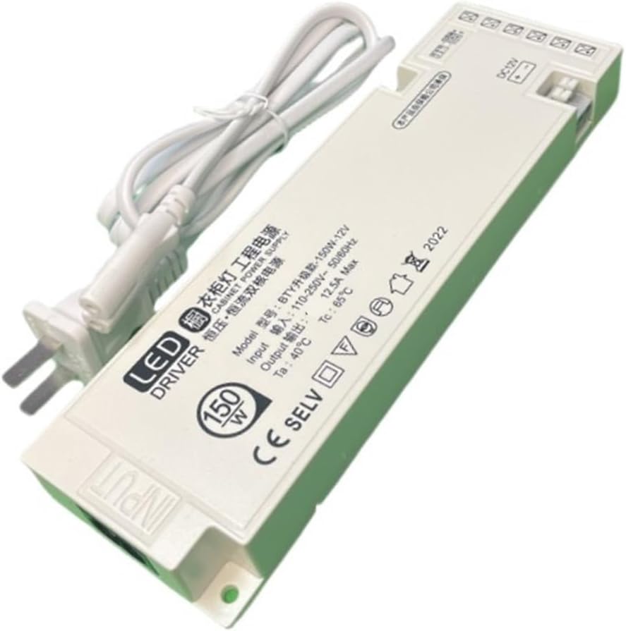 Wardrobe Dedicated Power Supply 220V to 12V/24V Wardrobe Cabinet Light Strip Dedicated Transformer Display Cabinet Wine and Shoe Cabinet Layer Drive(12V150W Power Supply)