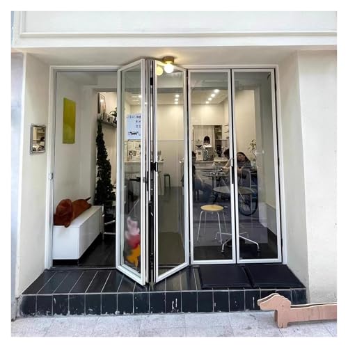 XPLKQXE Aluminum Folding Glass Door, Heavy-Duty Sliding Patio/Balcony/Office Door, Multi Functional Retractable Bifold Divider Window, Home & Commercial Use(100X80CM/39.4X31.5IN)
