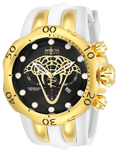 Invicta Men's Reserve Quartz Silicone Stainless Steel Strap, White, 36 Casual Watch