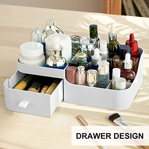 Image of Amazon Brand - Umi -1 Pc Makeup Organiser Cosmetic Storage Box with Drawer Plastic Case Holder for Home,Dressing Table,Nail Polish,Brushes,Skincare,Lotions,Perfumes(Color-White,Abs Plastic),Inside