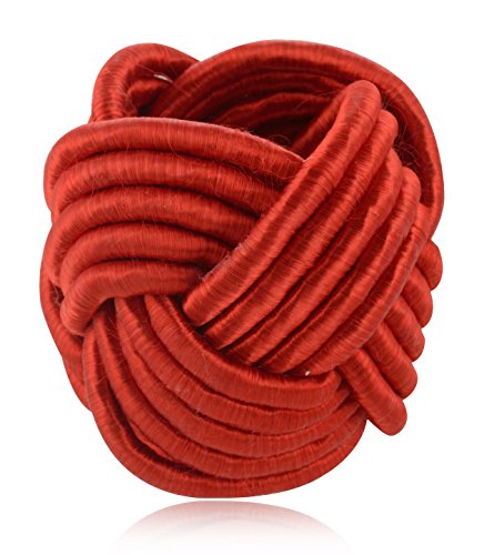 Image of Handmade Thread Napkin Ring Holder Set (Red) - Pack of 8