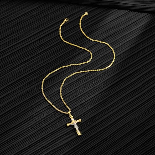 Cross Necklace for Men, Stainless Steel Christian Cross Pendant Necklaces for Men, Silver Chain Necklace for Men, Fade-Resistant, Stylish Jewelry Gift for Him