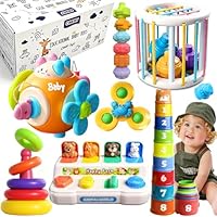 Caiery 6 in1 Baby Toys Montessori Toys for 1 Year Old Boys Girls 1st Birthday Gifts, Brian Sensory Toys for Babies Early Educational Baby Travel Toys for Toddler Age 1-2