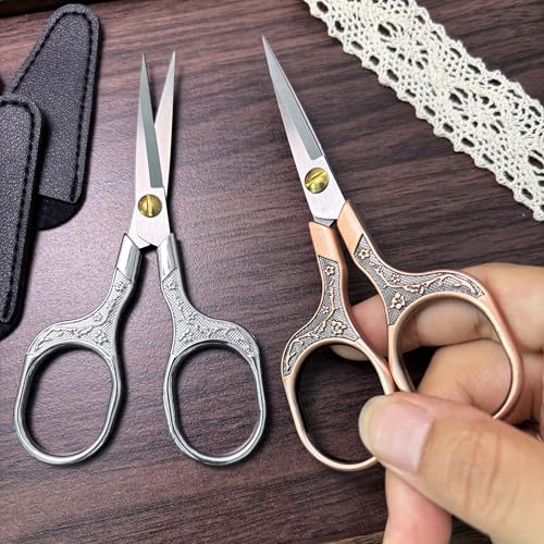 Small Sharp Scissors for Hair Cutting, Beard, Eyebrow, Nose, Facial Hair, Beauty | Sewing Trimming Scissors for Embroidery, Yarn Fabric, Thread, Craft & Crochet
