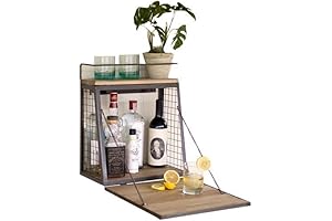 Kalalou Murphy Bar Liquor Cabinet with Fold Down Shelf in Brown