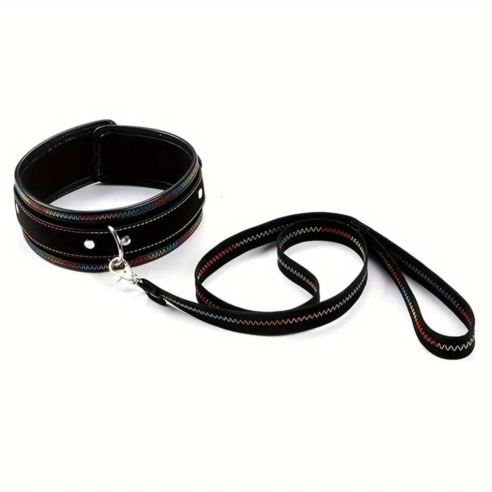 HAZURE Collar sexy unisex con cuero, correa para el hombro con juguete para vestir con asa de estrangulación.
