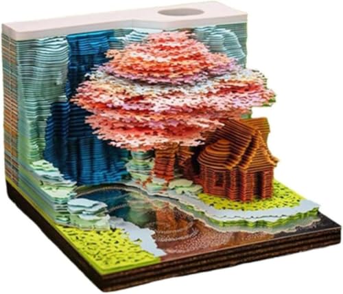 KOKUMON 3D 便箋帳:花と果物の立体彫刻 実用的メモ機能 卓上装飾 多用途 クリエイティブ誕生日プレゼント 芸術性と機能性兼備