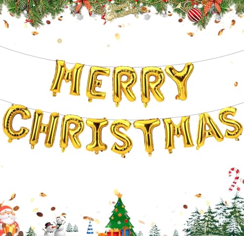 Youchicnow クリスマス 飾り付け バルーン セット 大容量 北欧風 大きめ 豪華 39ピース アルファベット バルーン 飾り付けパーティーふうせん 壁 鈴、サンタクロース、ヘラジカ、木、雪だるま、ギフトバッグ、星の要素を持った 風船 39 Pieces Merry Christmas Gold Letter Mylar Balloons Set for Indoor Outdoor