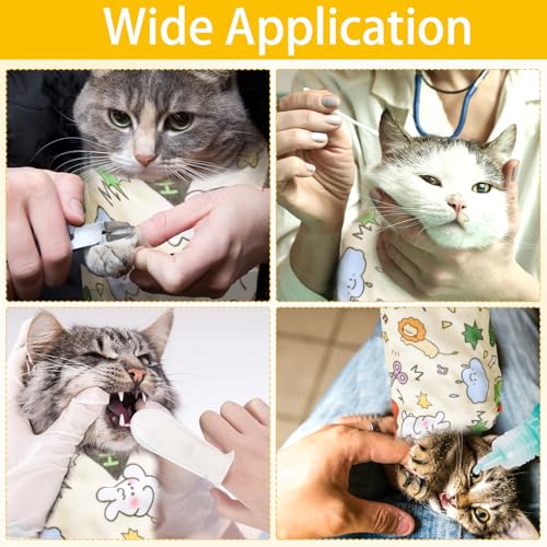 Image of Cat Wrap for Cutting Nails Cat Grooming Wrap Anti Scratch Adjustable Grooming Bag for Cats Nail Clipping Ear Cleaning Teeth Brushing 21 Inch