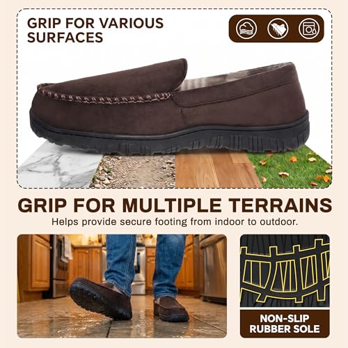 Image of shoeslocker Mens Slippers Microsuede Moccasin Memory Foam House Shoes