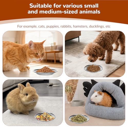 Alitree 6er-Pack Katzennapf,Katzennäpfe aus Edelstahl 304,Wassernapf,Futternapf,Katzennapf-Set, für Katzen, kleine Hunde flach, sturzsicher und leicht zu reinigen