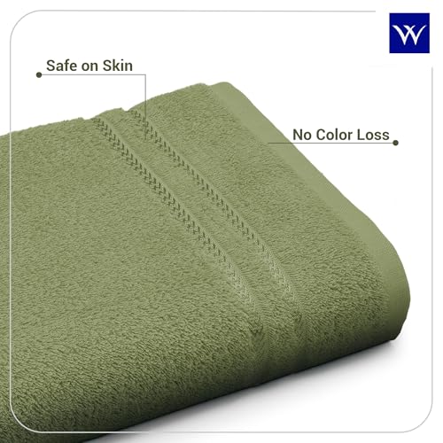 Image of Welspun 100% Cotton Quick Dry Bath Towel | High Absorbency Super Soft, Fast Drying Towels for Bath | 380 GSM Large Size Bath Towel for Men and Women | 70cm X 150cm - Green