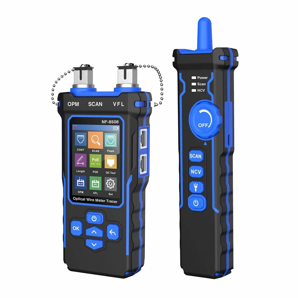 Tester per fibra ottica, NF-8508 Tester for cavi di rete multifunzione for RJ11/45, POE, misuratore potenza in fibra ottica VFL 10 mW