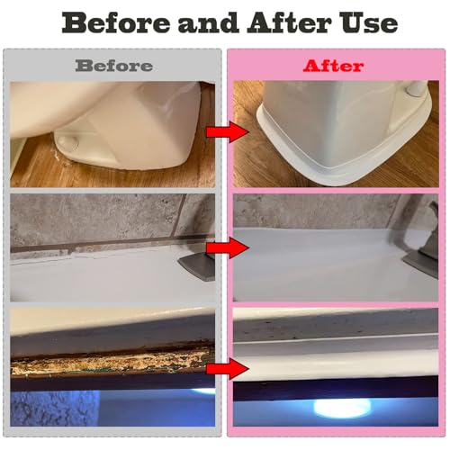 Image of White Caulk Tape Waterproof Self Adhesive 2 Roll Toilet Caulking Sealant Tape for Bathtub, Kitchen, Countertop, Bathroom, Sink, Floor Wall Edge (1.5'' X 10.5Ft & 0.86'' X 10.5Ft)