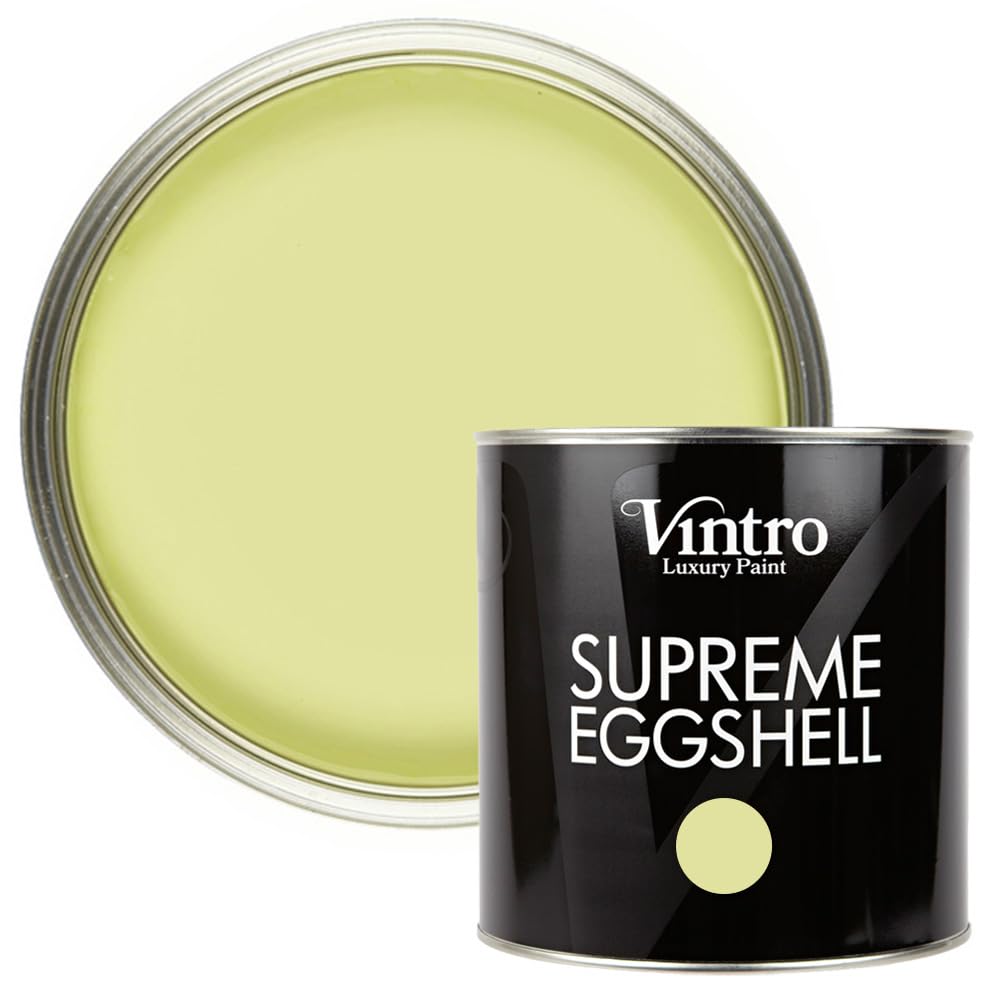 Vintro Paint | Eggshell Paint | for Walls | Wood | Trim | Satin Furniture Paint | Interior & Exterior Use. (Yellow/Green - Citron, 2.5 Litres)