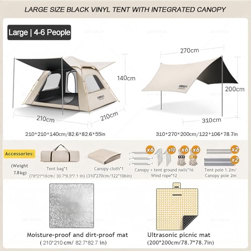 Carpa de Camping Exterior con Toldo para 4 a 6 Personas miniatura 5