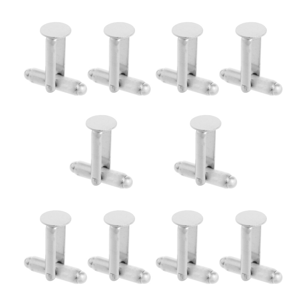 FunnyDay Piercing Classic 10 Pcs Men's Cufflinks Cuff Link Silver Tone Backs Blanks 0.31"