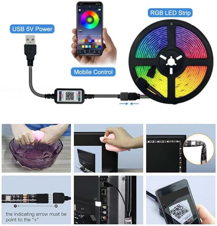 Kit de tira LED RGB con batería y control Bluetooth 100cm miniatura 4