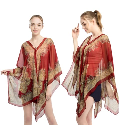 French Sun Protection Shawl, Lightweight Chiffon Beach Cover Up for Women, Hollow Out Travel Wrap Shawl4