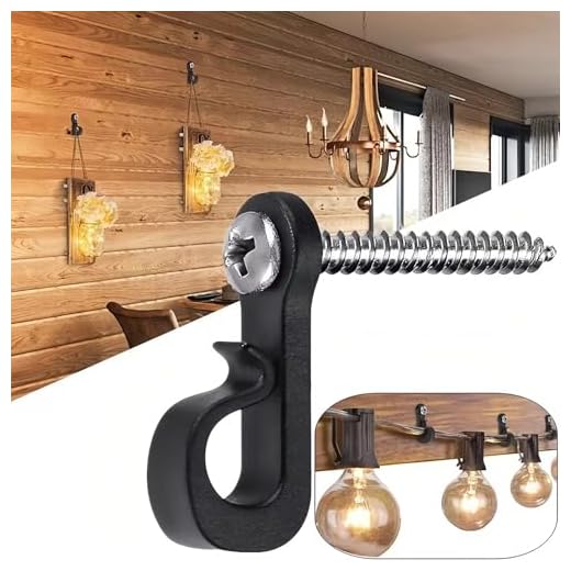 30-Pack Hooks for String Light Clips, Screw in Hooks for Hanging Lamp, Wire, Plants Pot, Outdoor Holiday Decor (Black)