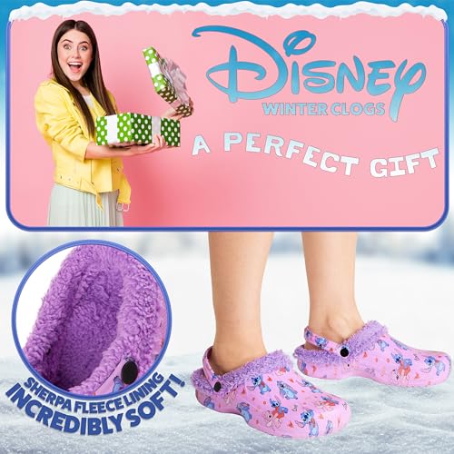 Image of Disney Stitch Clogs for Women Winter Fleece Lining Warm Slip On Sandals Outdoor Garden Shoes with Strap Gifts for Women