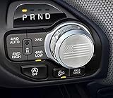 Dial Shifter Trim Plate Etched Dinosaur Emblem, Gear Shift Switch Knob Cover Fit for Chrysler Pacifica, Chrysler 200/300, Dodge Durango, Voyager, Dodge Ram 1500 & 2500.