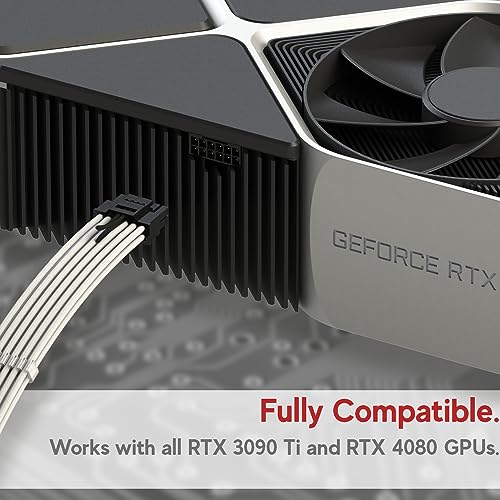 Image of LINKUP - AVA 3-in-1 12VHPWR PCIE 5.0 Power Adapters | 450W 16AWG | For All PSUs | UL-Rated, Sleeved Jacket | 4 Pcs Kit for RTX5000 RTX4000 GPUs | Boost Gaming Performance | 30cm White