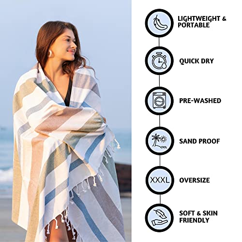 Folkulture Turkish Beach Towel For Adults With Tote Bag 40" X 72" Bath Towels, Beach Blanket Or Oversized Sand Free Beach Towels, 100% Cotton Quick Dry, Lightweight And Large, (Carnival) #TOP1