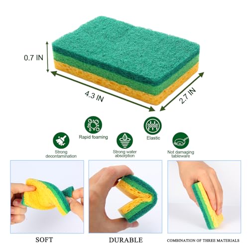 Image of Sponges Kitchen,Non-Scratch Dish Sponge,Biodegradable Sponges for Dishes,The Most Suitable for Cleaning Kitchen Tableware and pots - 24 Pack