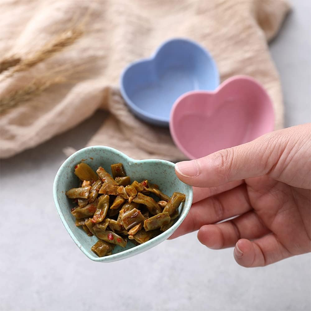 8 Pack Sauce Dish Dipping Bowls Heart Shape Soy Seasoning Appetizer Plates