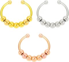 EUZUXU 3 Pieces Anti-Stress Ring Women Stainless Steel Anti-Stress Ring Open Spinner Ring