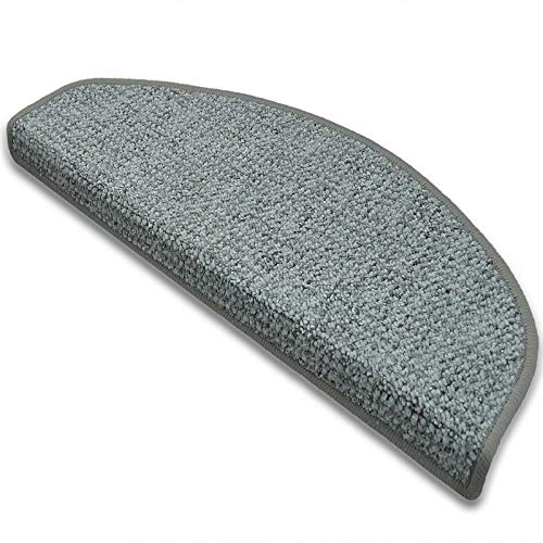 casa pura Stair Treads Mats - Non-Slip Stair Mat | 2 Shapes | With Matching Runners | Adhesive Stair Pads | Grey, Semi-Circle (15 Piece) | Grey - 23.5x65cm